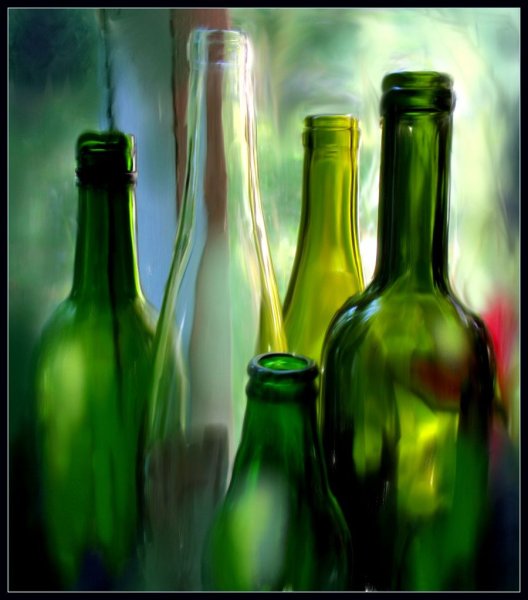 Зеленая бутылка живопись