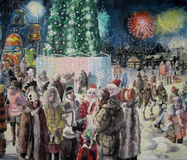 Борис Кустодиев «елочный торг», "новый год" Елена Хмелева