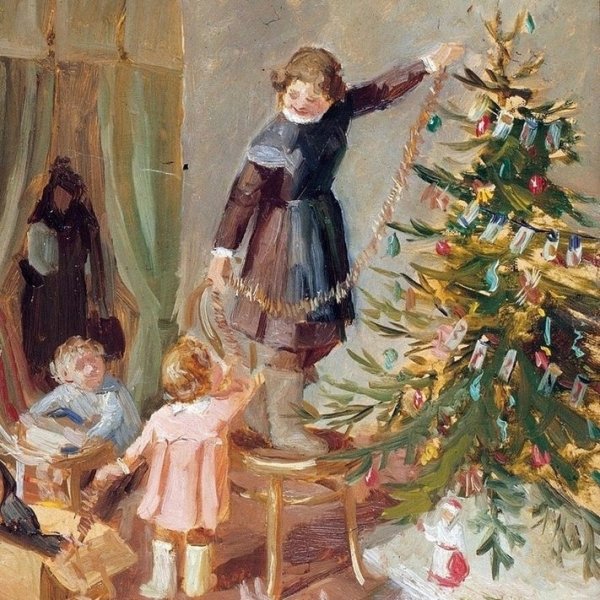Шардаков Павел Фёдорович. Украшают ёлку. 1948