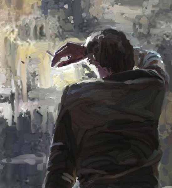 Одинокий человек живопись