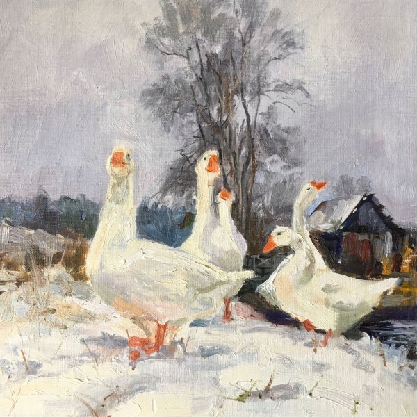 Гусь картина маслом