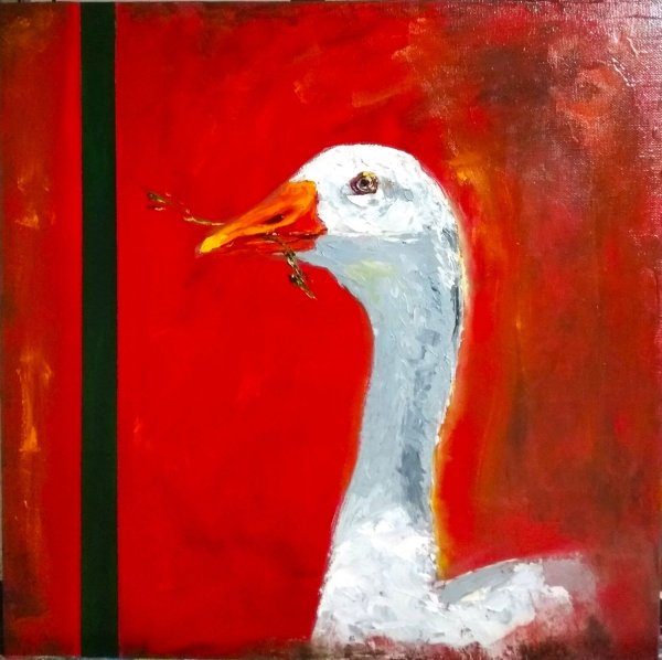 Гусь акварелью живопись