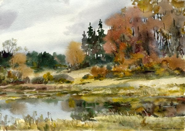 Трава акварель