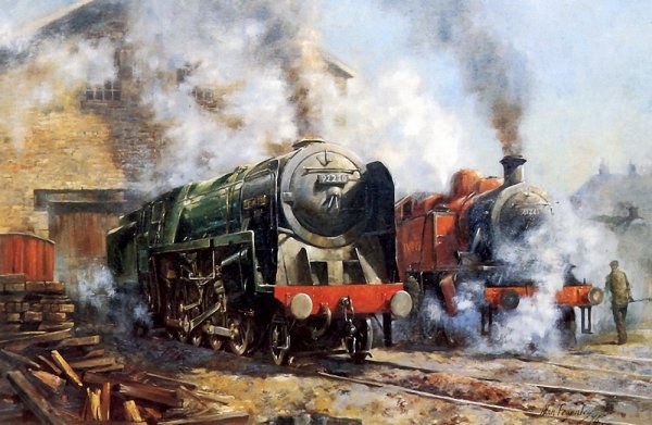 Художник Алан Фирнли паровозы