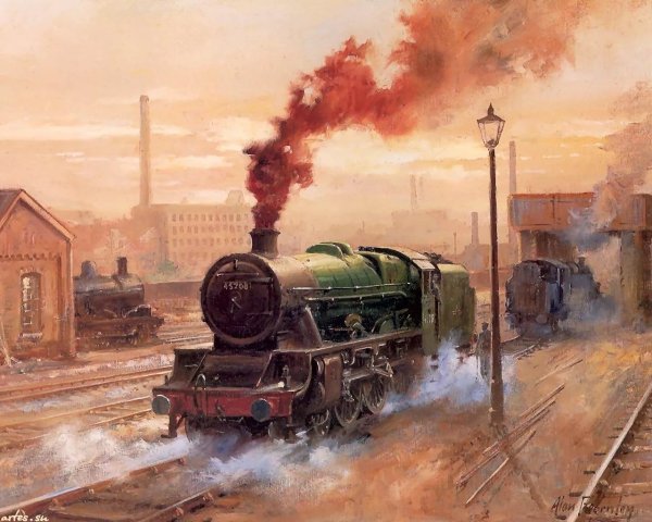 Художник Роб Роулэнд паровозы