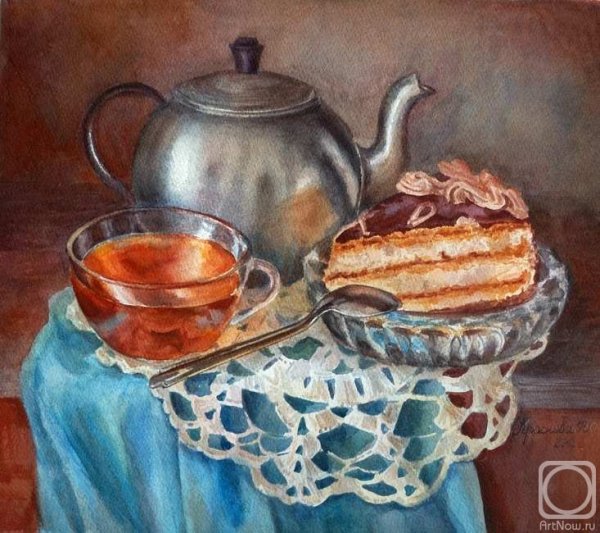 Натюрморт чайник и чашка