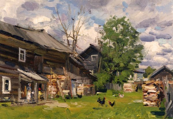Юрий Волков деревенский пейзаж художник