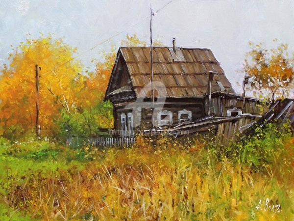 Деревенский дом пейзаж