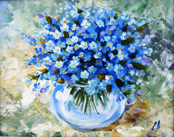 Незабудки живопись масло