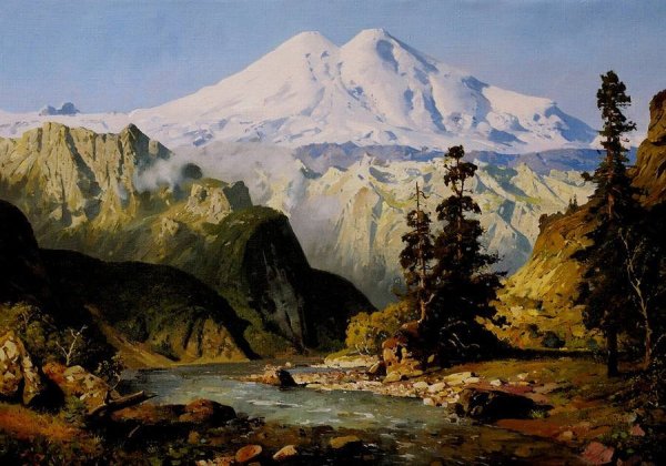 Известная картина горы Кавказа Монэ