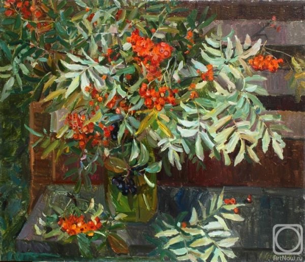 “Натюрморт с рябиной” 1987г. Бусыгин