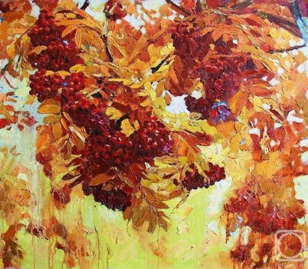 Осенняя рябина живопись