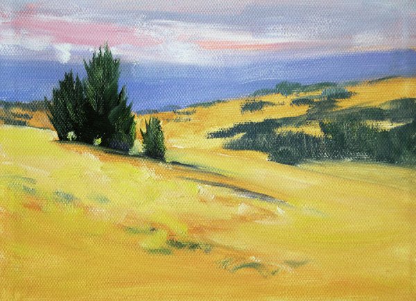 Пустынный пейзаж красками