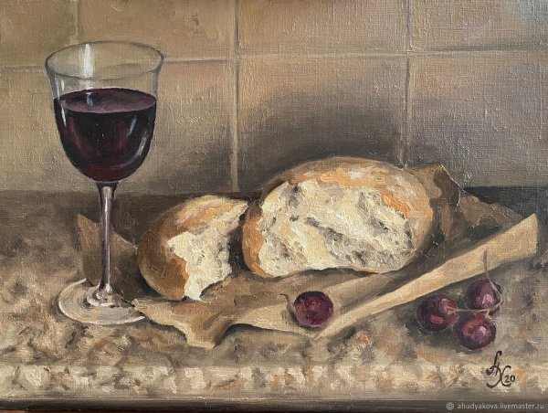 «Натюрморт с хлебом и ветчиной» (Карло маджини, конец XVIII века).