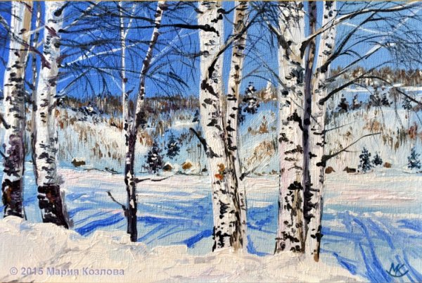 Зимний пейзаж березы