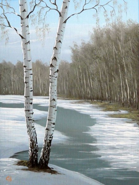 Алексей Либеров пейзаж Березки зима