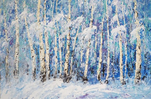 Березы снег живопись