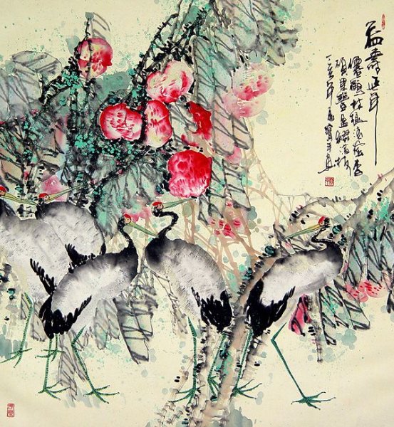 Журавли гунби китайская живопись