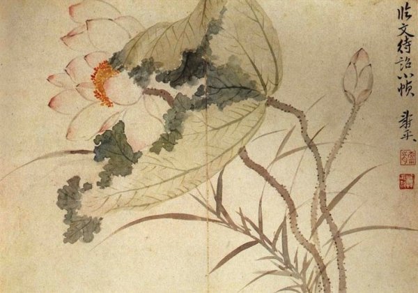 Японская живопись бабочка гохуа