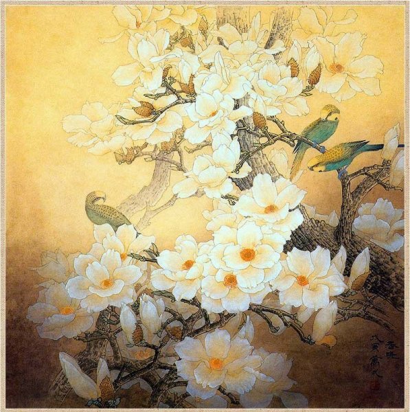 Магнолия в японской живописи