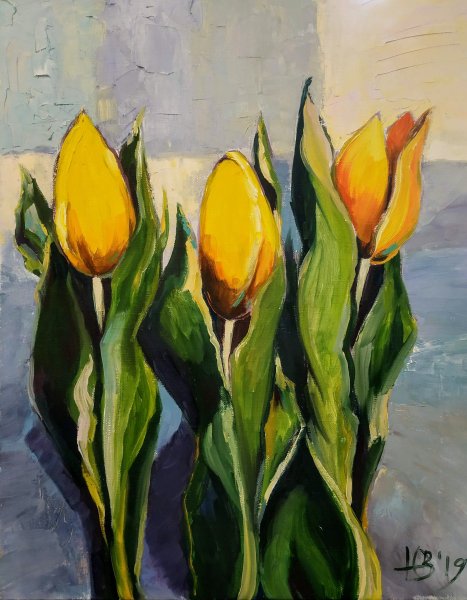 Тюльпаны живопись маслом