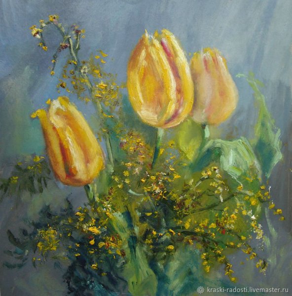 Мимоза и тюльпаны Анна Петунова