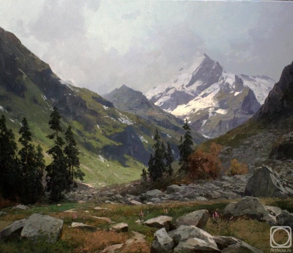 Горы маслом на холсте мастихином