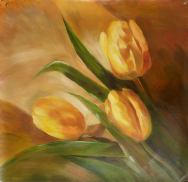 Желтые тюльпаны маслом на холсте