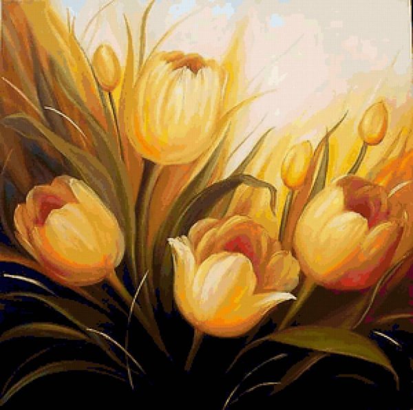 Желтые цветы гуашью