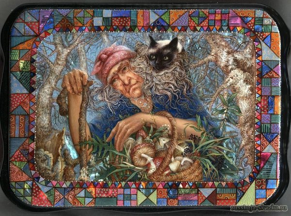 Федоскино миниатюра баба Яга