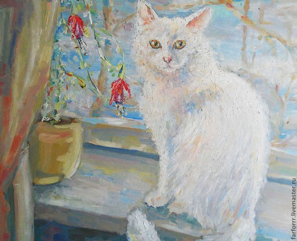 Белая кошка в живописи