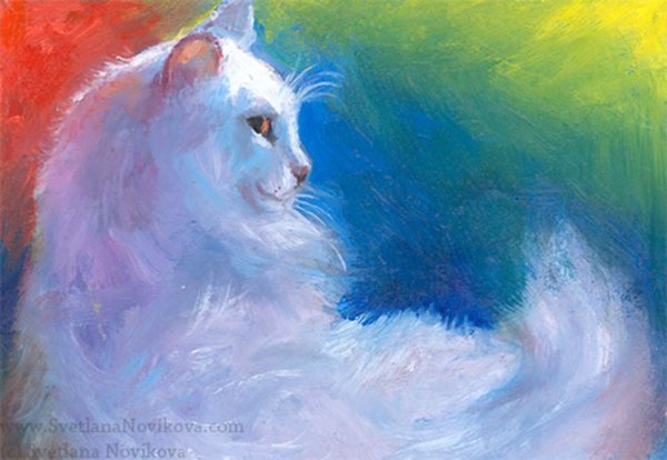 Белая кошка акрилом