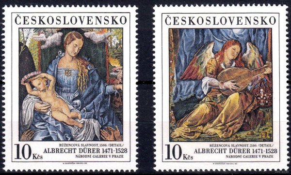 Картины почтовые марки Доминики картины Дюрер