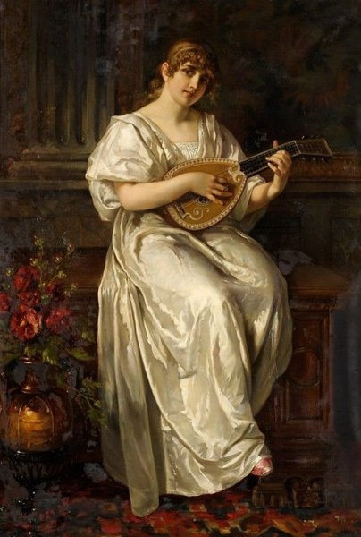 Женщину с мандолиной 1919 Ренуар