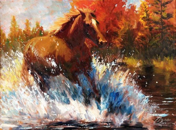 Лошади масляная живопись