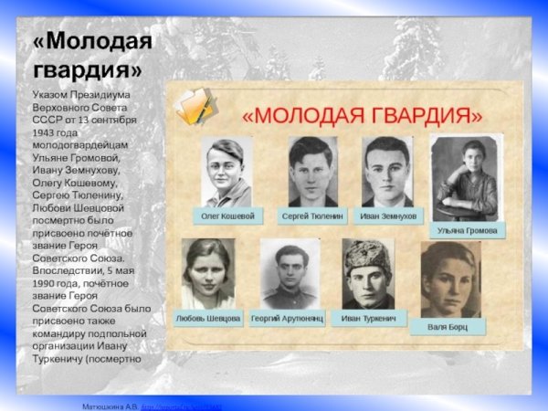 Герои молодой гвардии Громова