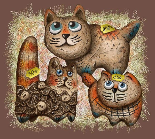 Кот наивное искусство