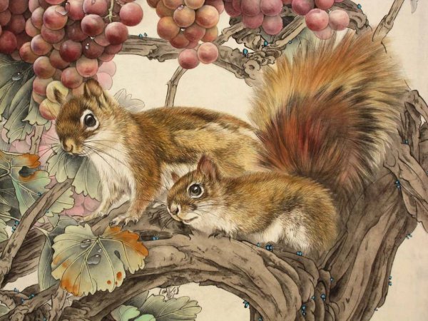 Китайская живопись гунби животные