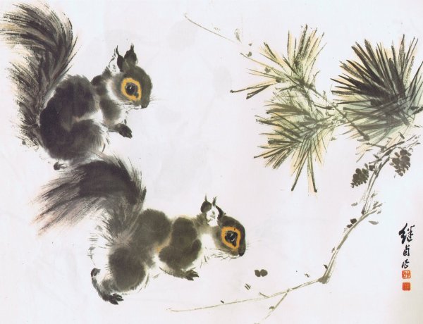 Китайская живопись се-и животные