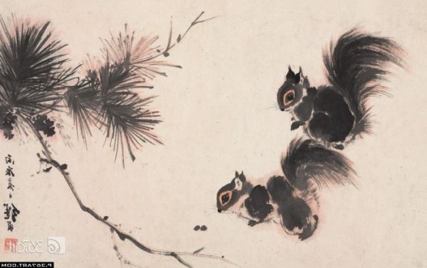 Китайская живопись гохуа ветка сосны