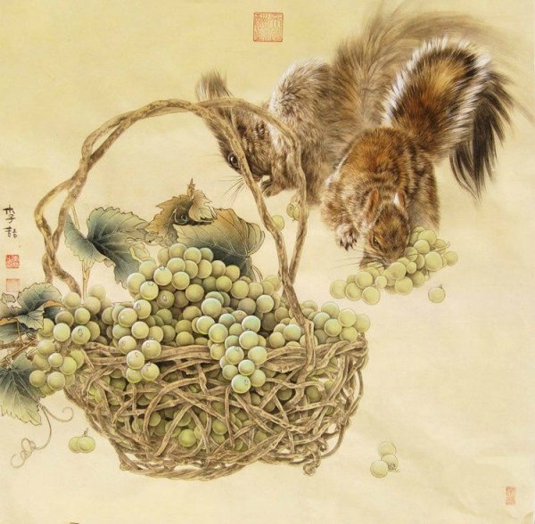 Китайская живопись гунби животные
