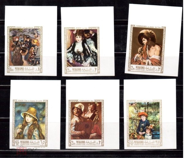 Живопись Модильяни, почтовые марки Манама