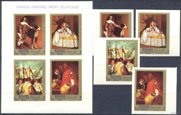 Марки Manama dependency of Ajman Caster Paintings 1972