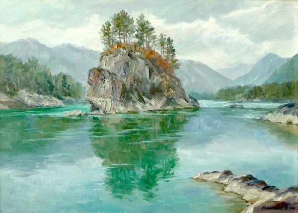 Река Катунь горный Алтай художник