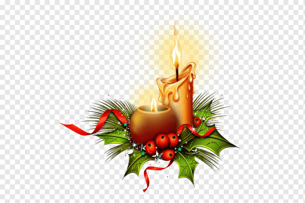 Новогодние свечи на прозрачном фоне
