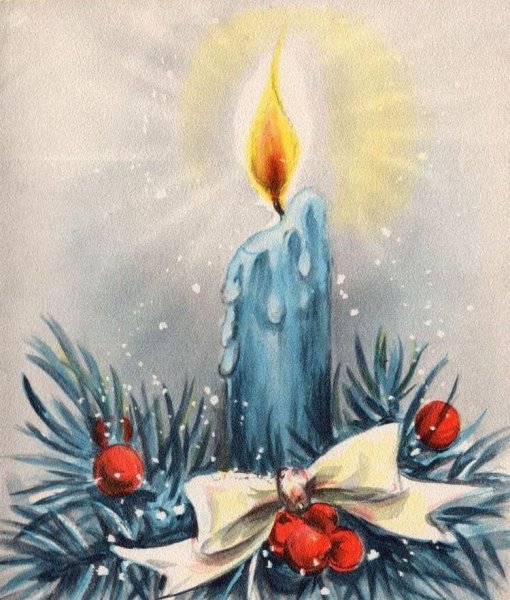 Новогодние свечи акварелью