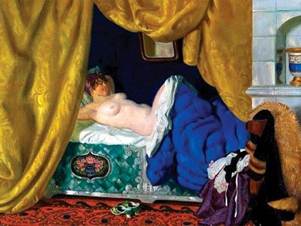 Картина одалиска Кустодиева