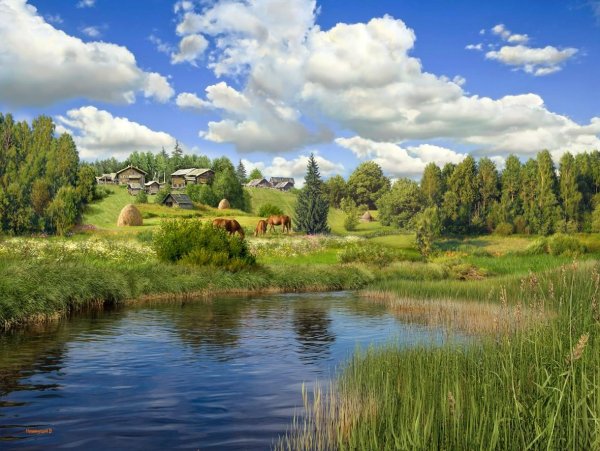 Художник Валерий Ниминущий картины деревня