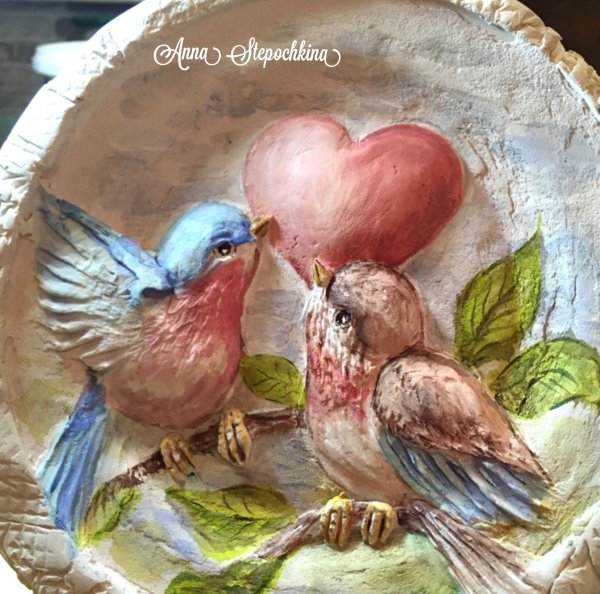 Цветы и птицы скульптурная живопись