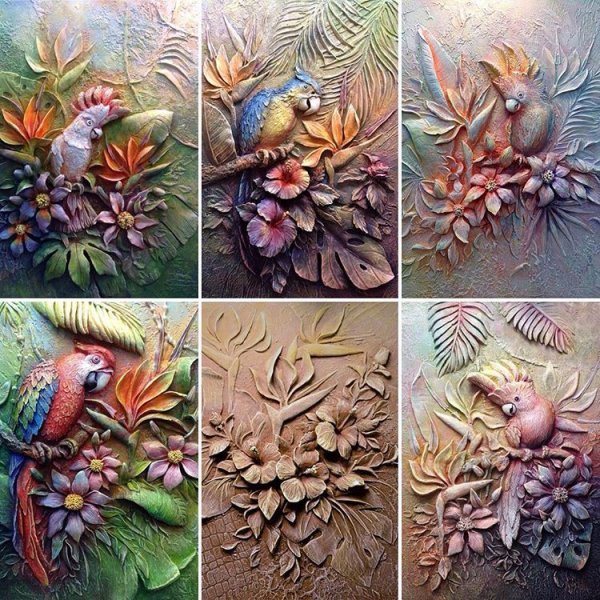 Барельеф с попугаем